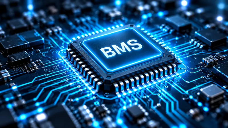 Illustration eines BMS-Chips auf einer Leiterplatte.